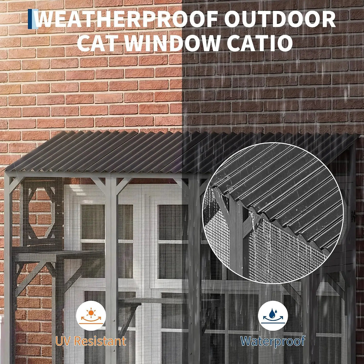 Expandable Wooden Window Catio Cat Enclosure With Perch