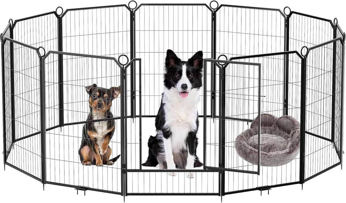 TWISTER.CK Heavy Duty Metal Pet Playpen With Lockable Interlocking Panels