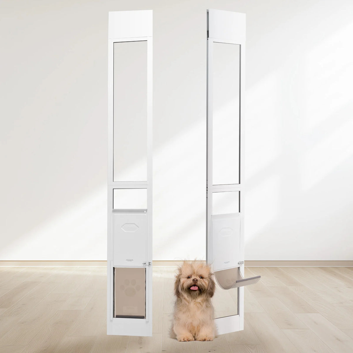 SucceBuy Adjustable Sliding Glass Door Pet Door With Aluminum Frame