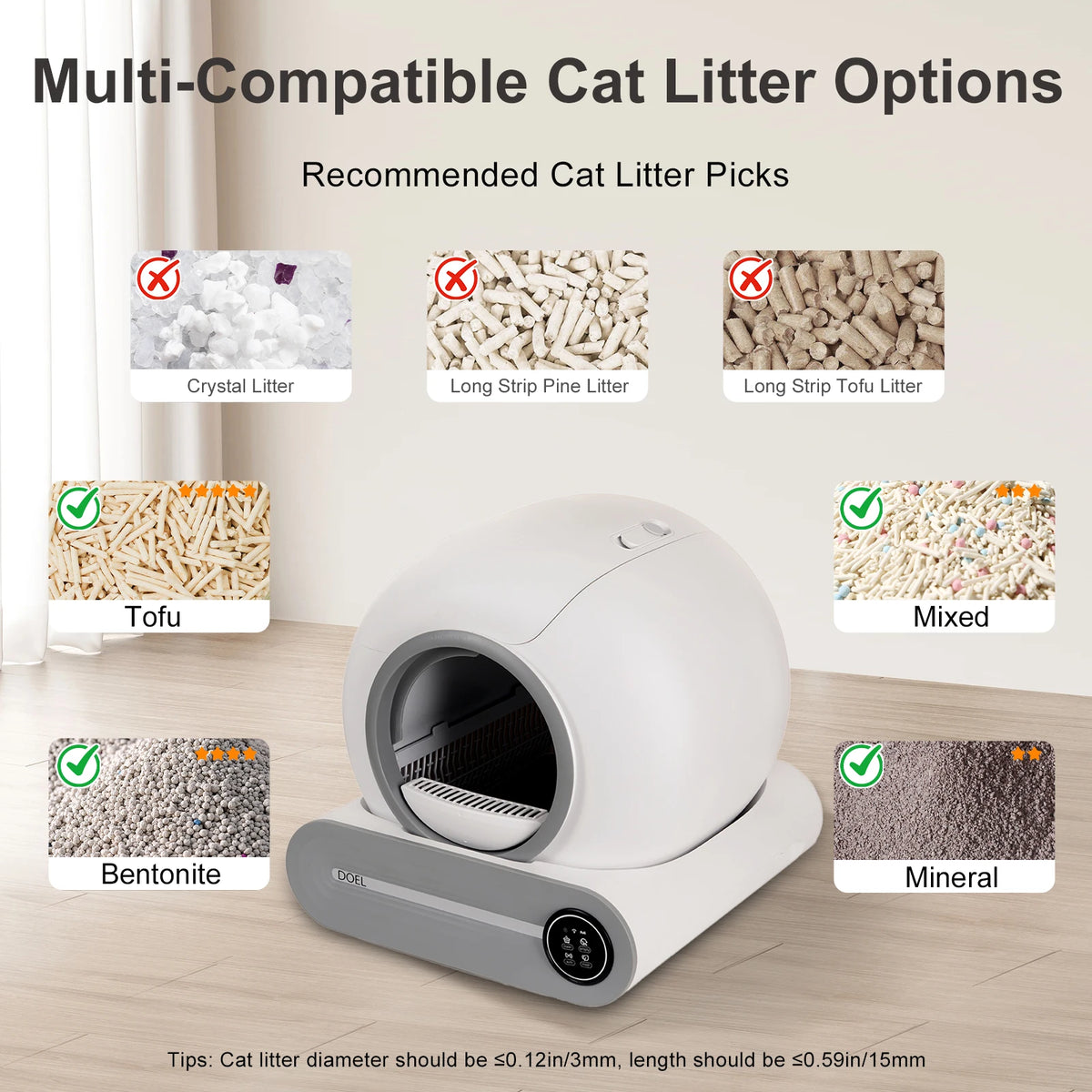DOEL Smart Self Cleaning Litter Box Via App Control