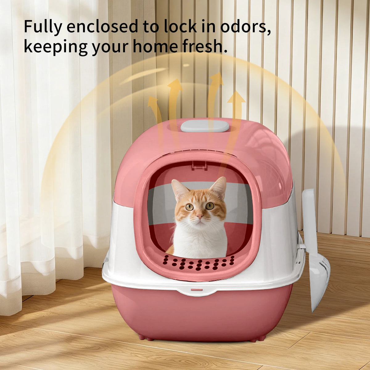 Switchable Open Semi Enclosed Plastic Cat Litter Box