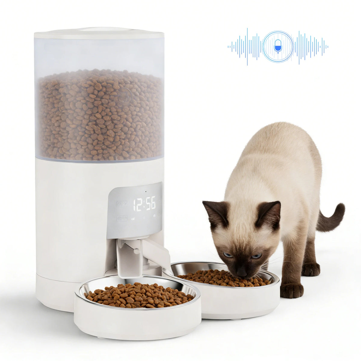 JHK Timed Automatic Cat Feeder With Dual Stainless Steel Bowls