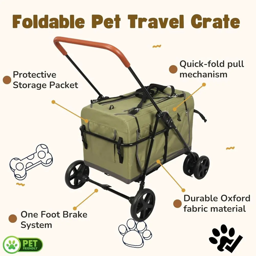 Foldable 2 In 1 Pet Stroller And Portable Travel Carrier