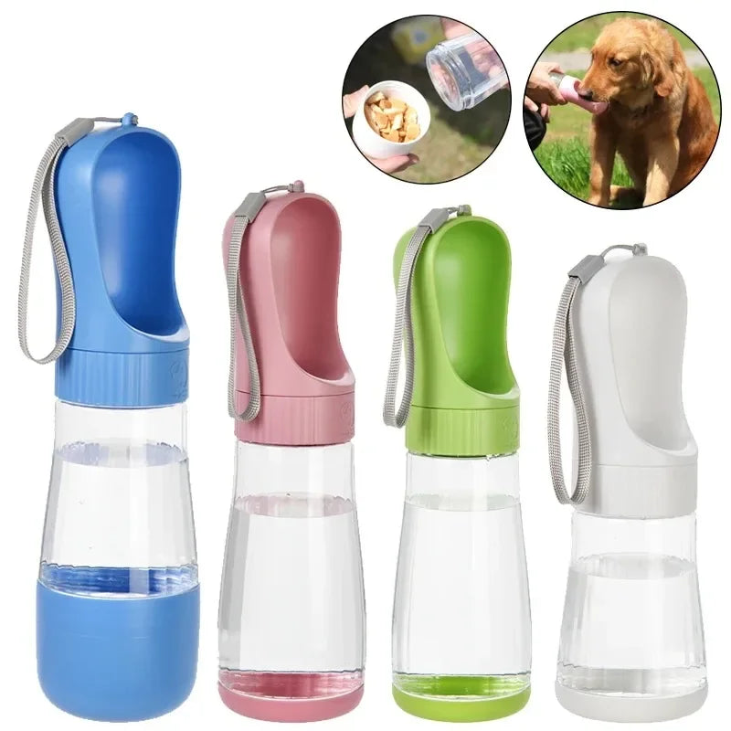 Glass Pet Water And Food Dispenser Bottle Portable For Dogs