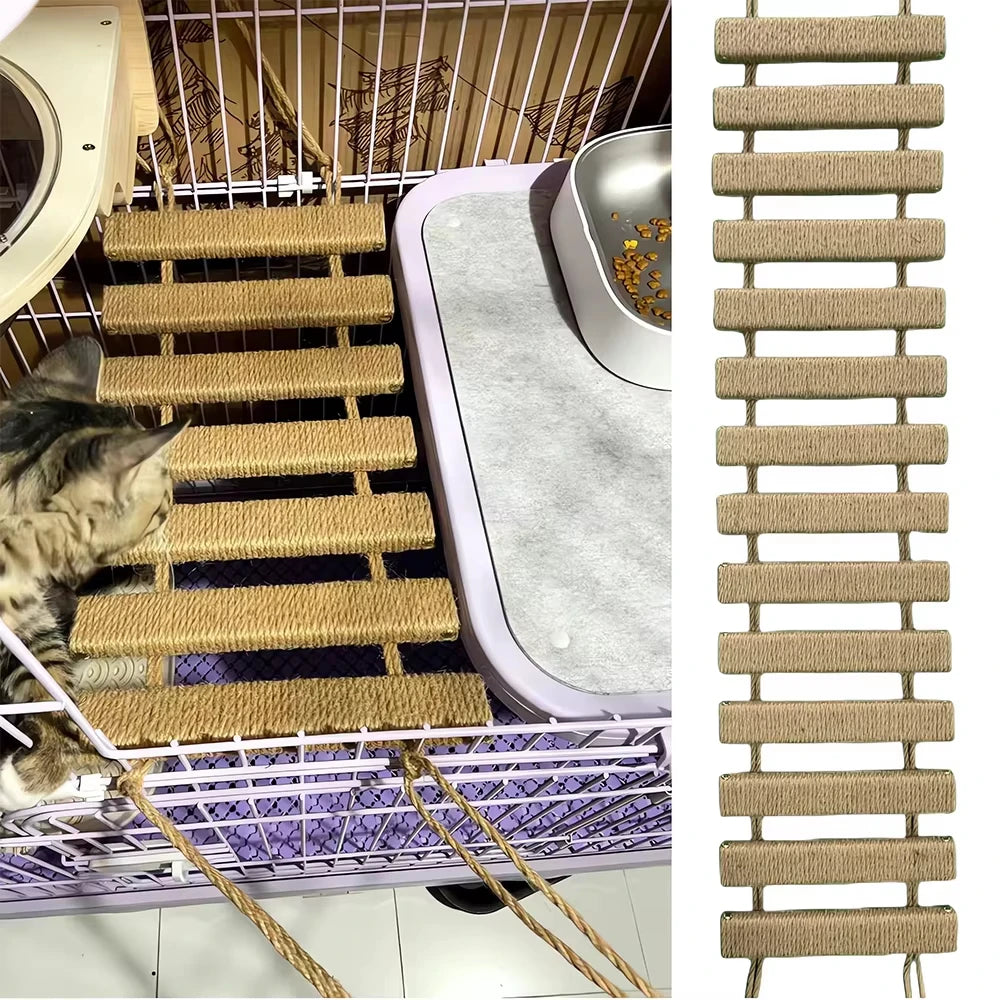 CWV Wooden Cat Bridge Featuring Sisal Rope Ladder Design