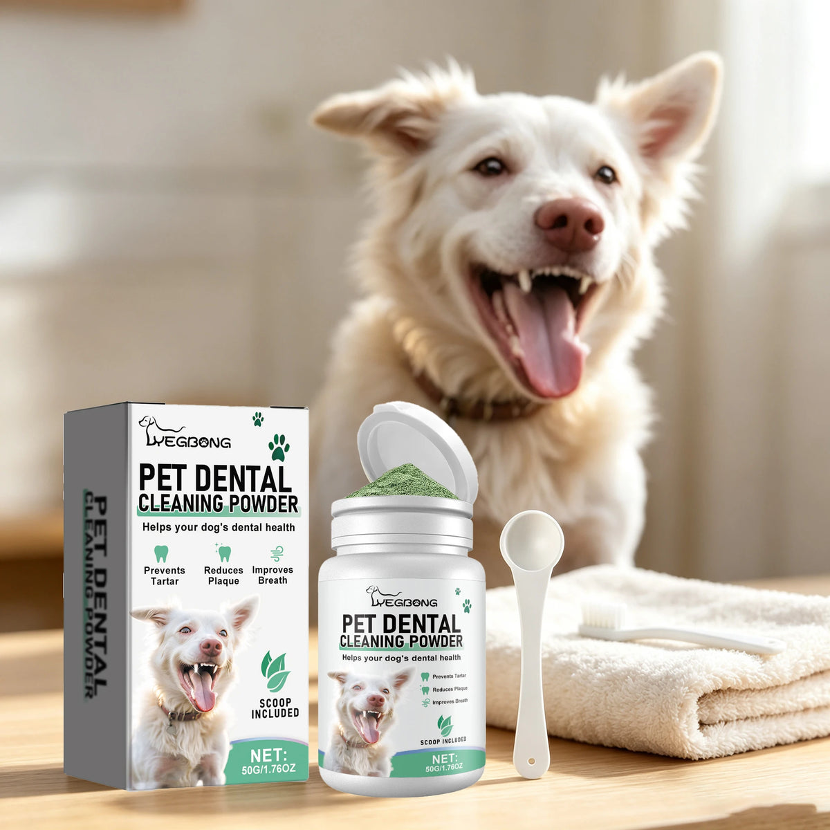 Yegbong Pet Dental Cleaning Powder Removes Plaque And Tartar