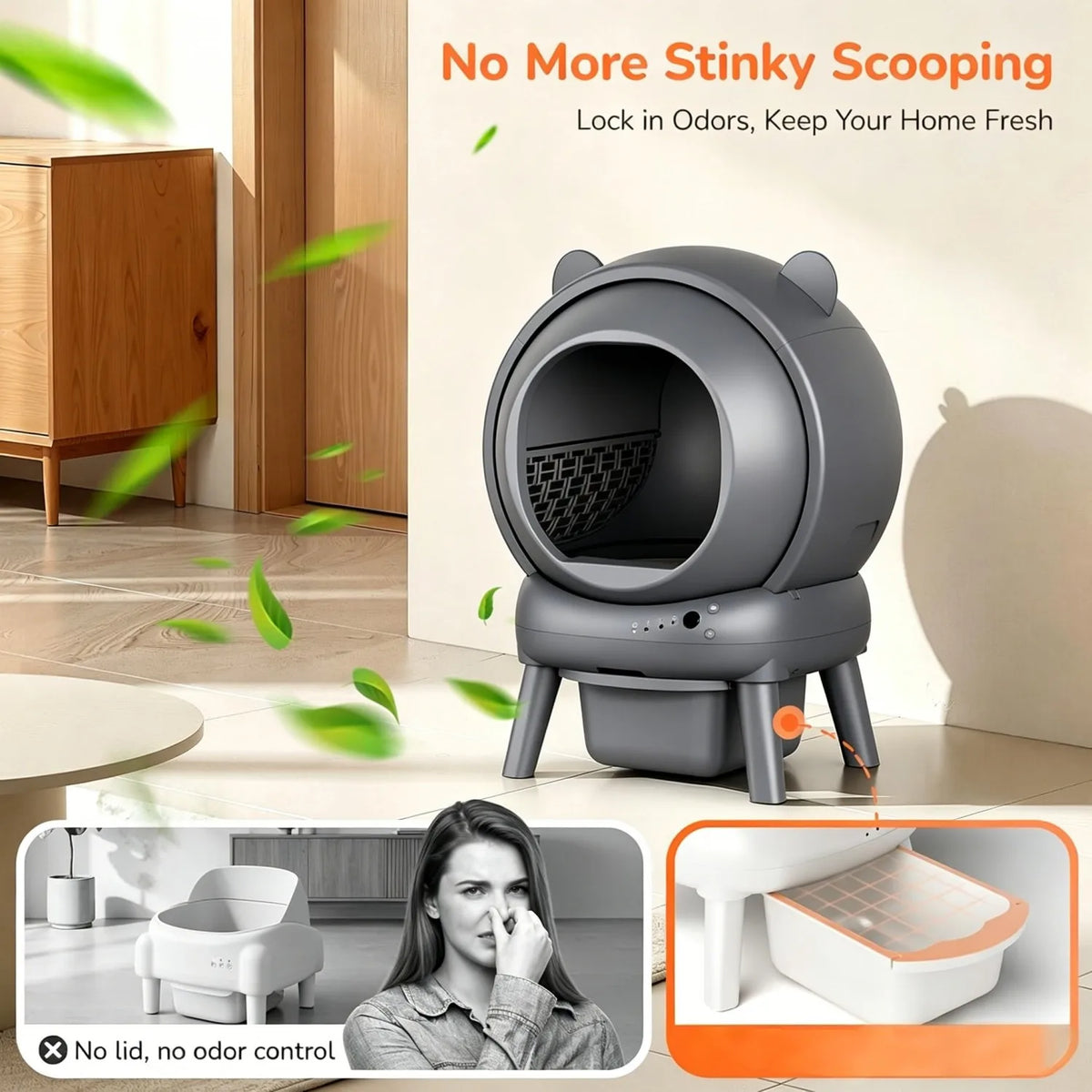 Cumrige Automatic Self Cleaning Cat Litter Box App Control