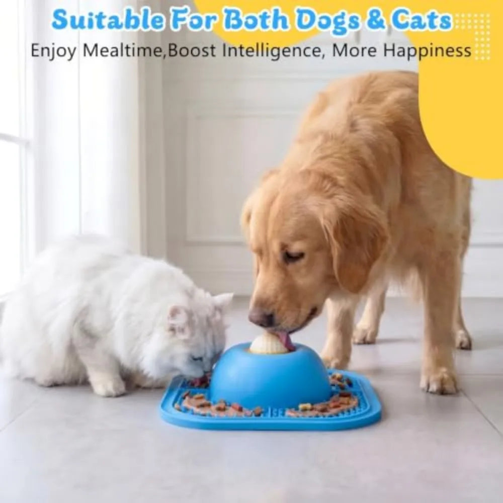 Slow Feeder Dog Bowl And Lick Mat With Interactive Ball