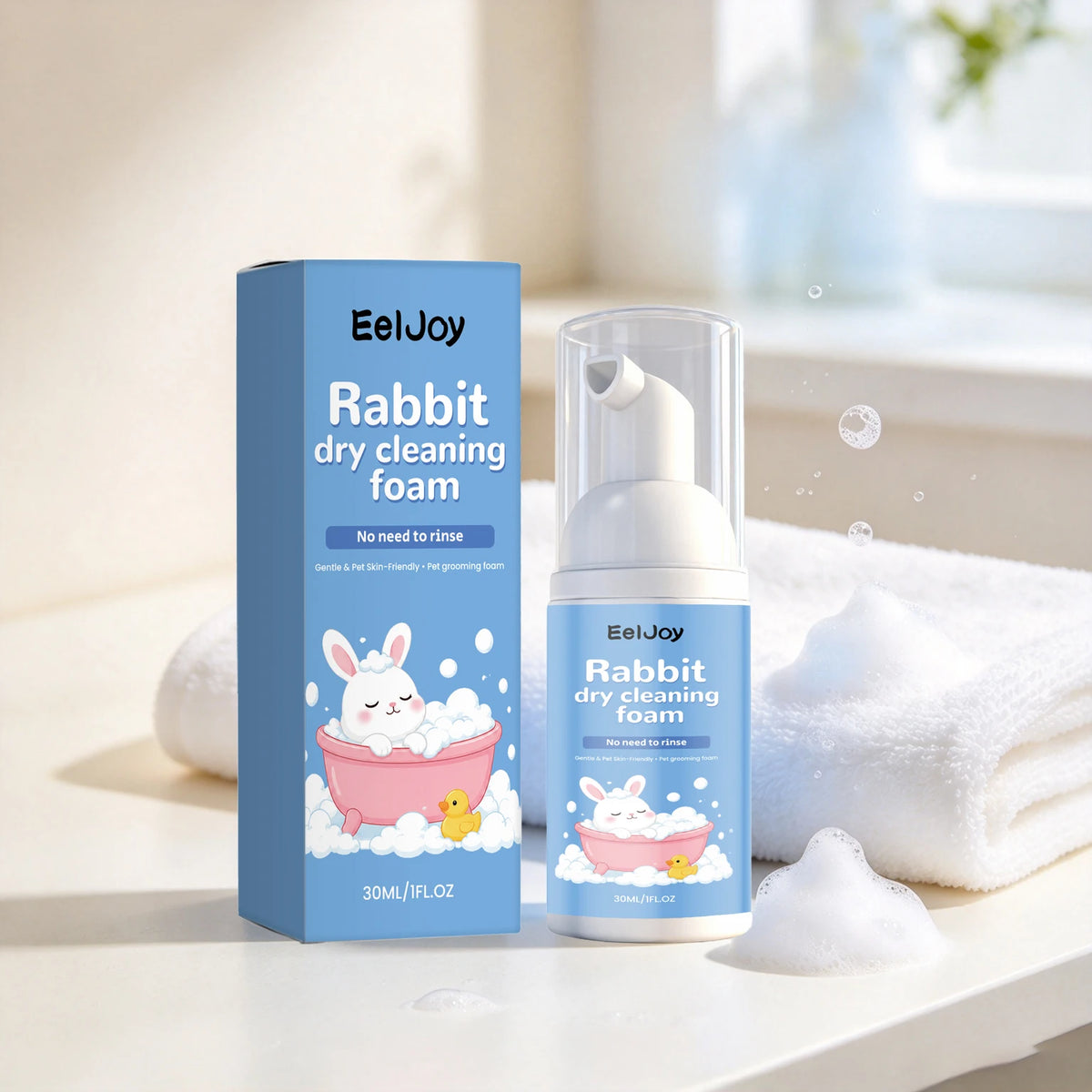 Gentle Rabbit Cleaning Mousse Bath Foamer Removes Odors Soothes Skin