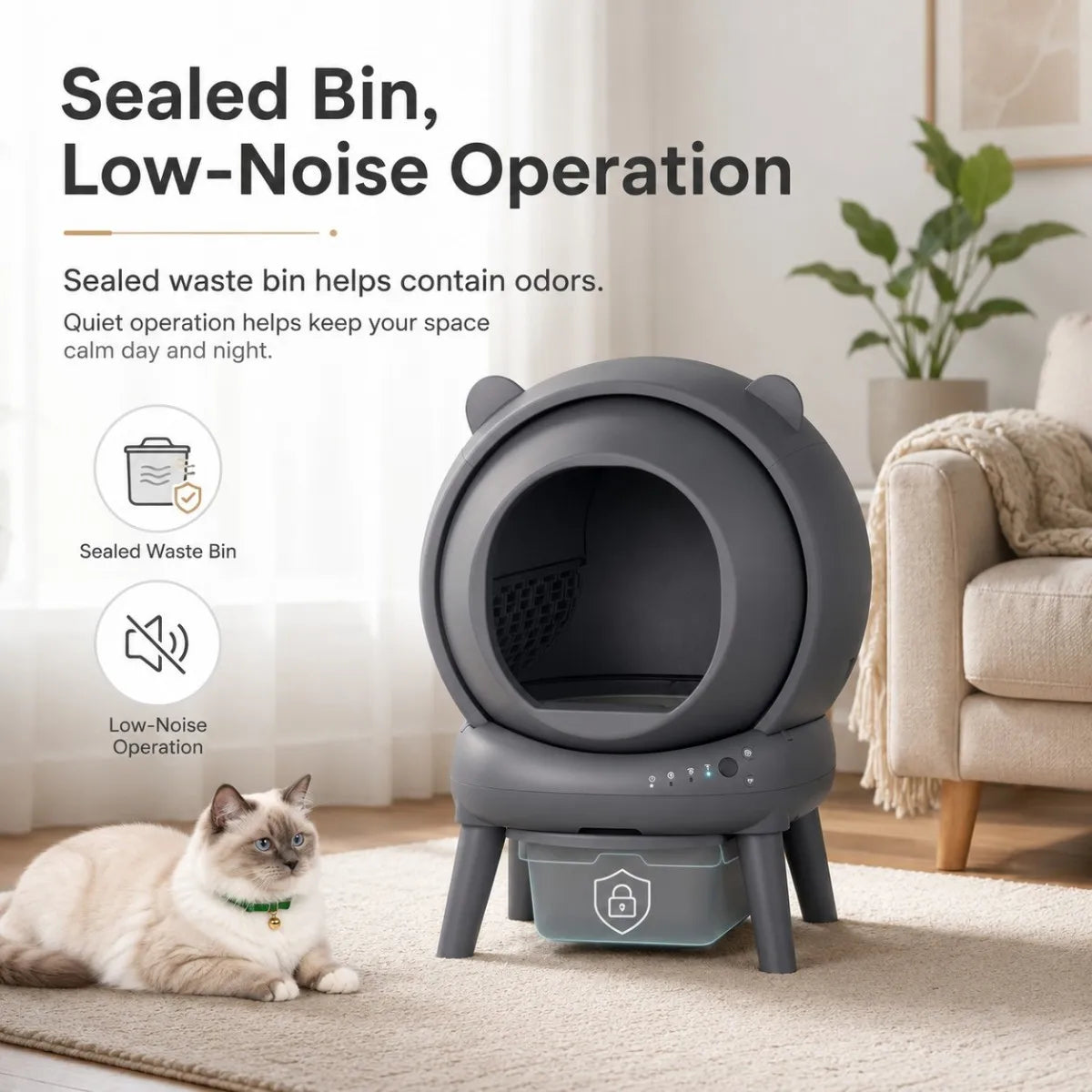 Cumrige Automatic Self Cleaning Cat Litter Box App Control