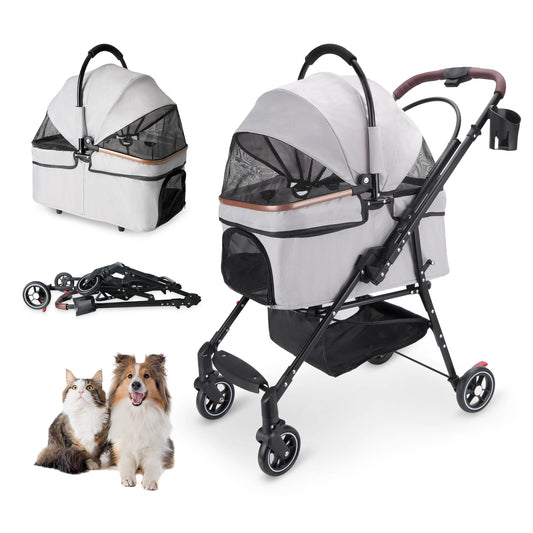 Kesoto Foldable Pet Stroller 4 Wheels for Dogs and Cats