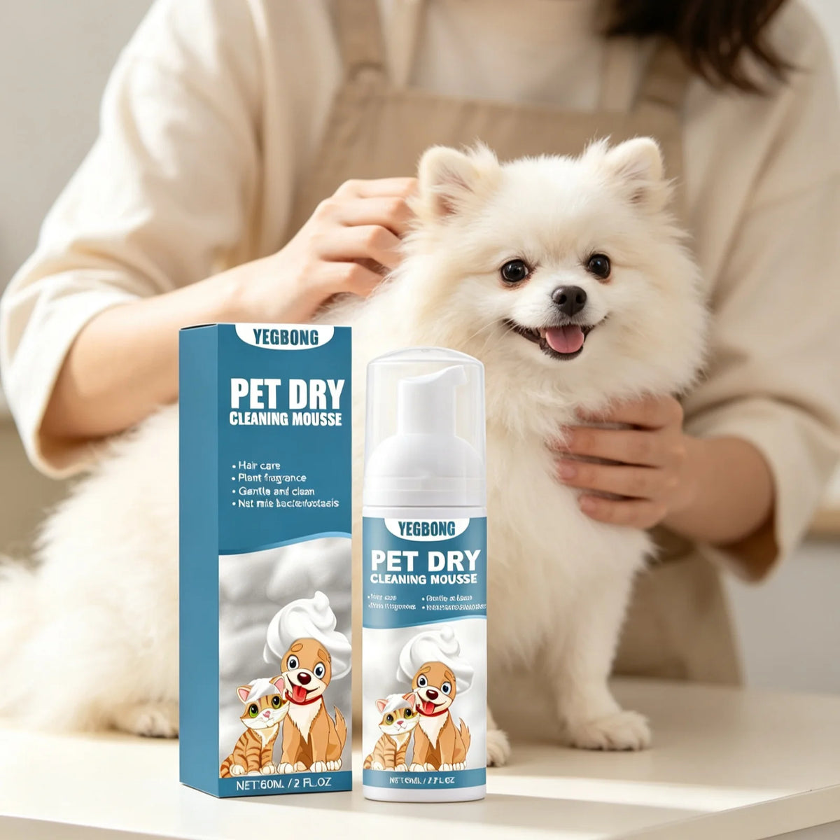 YEGBONG Pet Dry Shampoo Mousse for Gentle Cleansing