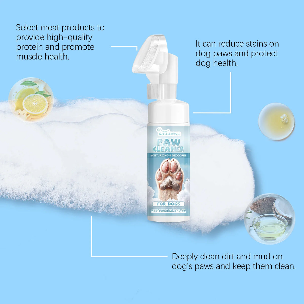 Yegbong Pet Paw Cleaner With Silicone Brush For Pets