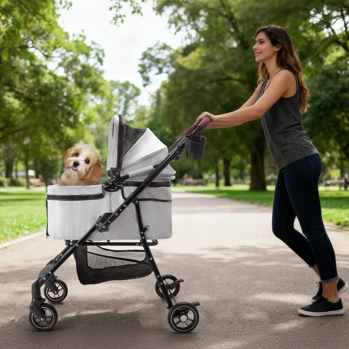 Kesoto Foldable Pet Stroller 4 Wheels for Dogs and Cats