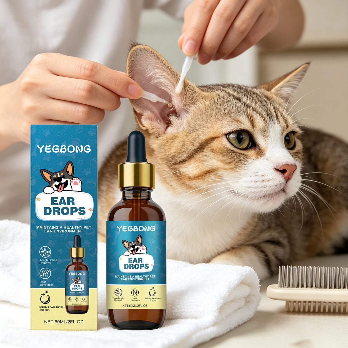 Yegbong Natural Ear Drops Gentle Nourishing Debris Removal for Pets