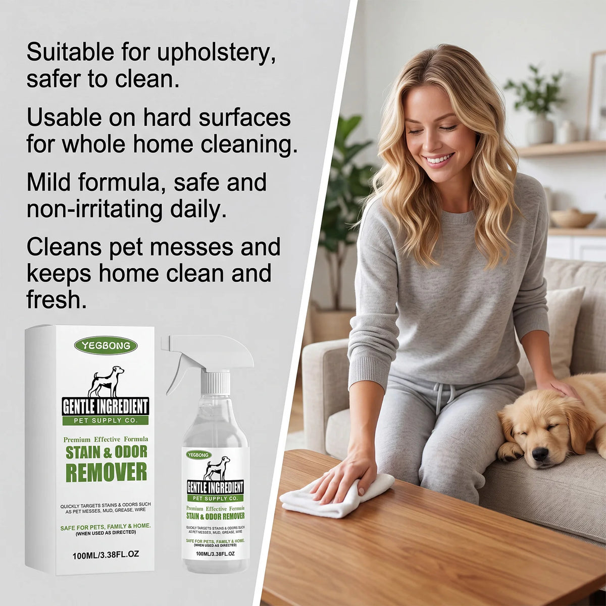 Yegbong Professional Pet Stain And Odor Cleaner Spray