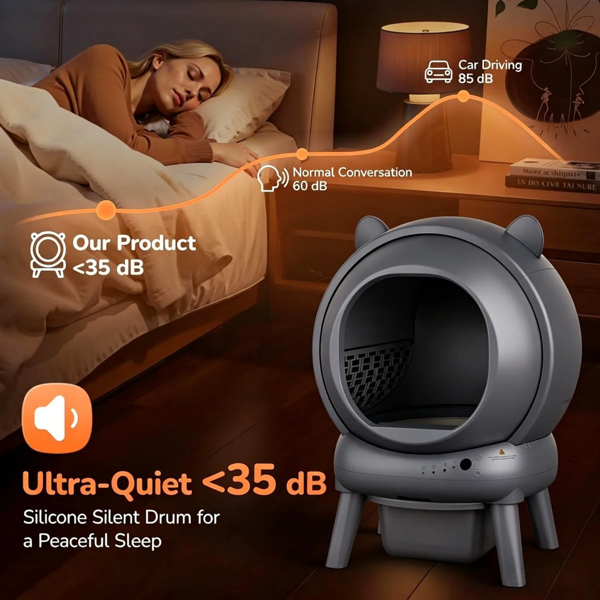Cumrige Automatic Self Cleaning Cat Litter Box App Control
