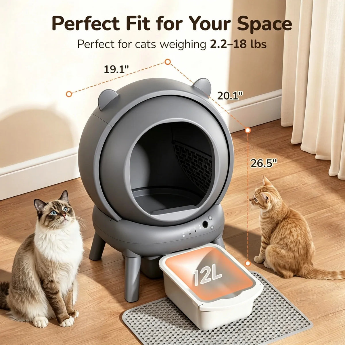 Cumrige Automatic Self Cleaning Cat Litter Box App Control