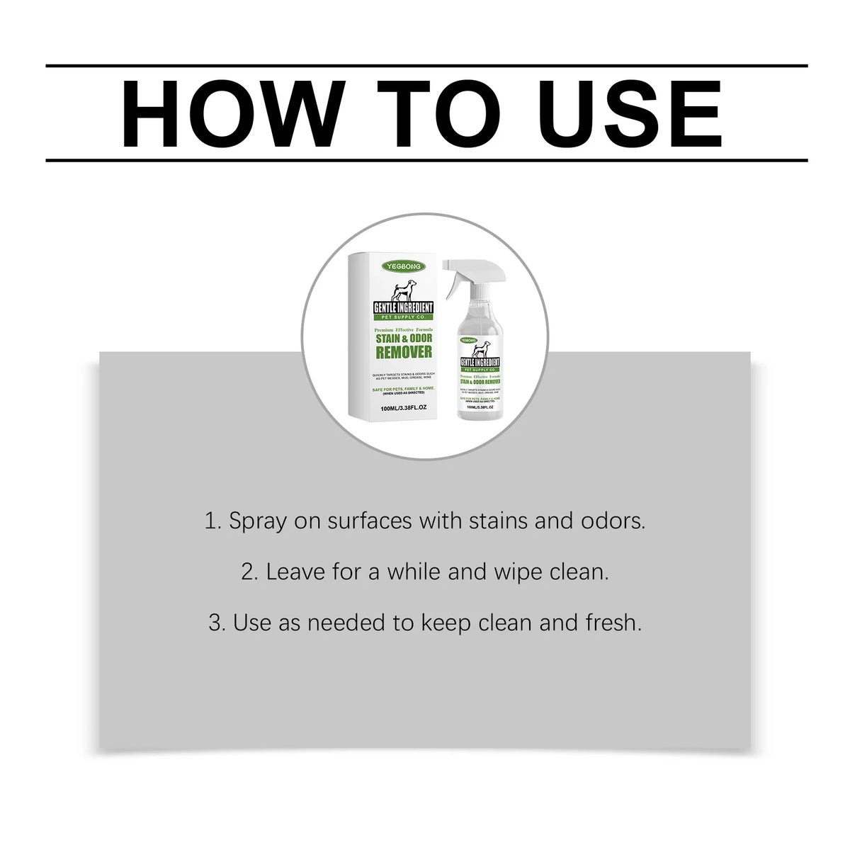 Yegbong Professional Pet Stain And Odor Cleaner Spray