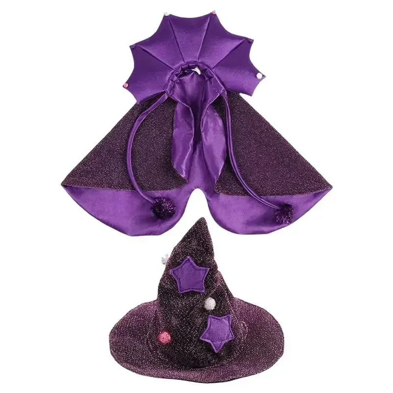 Premium Pet Witch Costume With Cloak And Hat For Cats