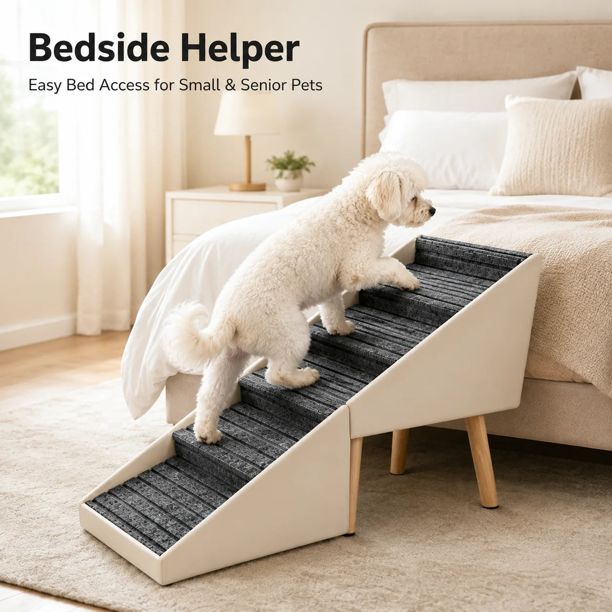Foldable Wooden Dog Stairs For Bed And Sofa Access Ramp