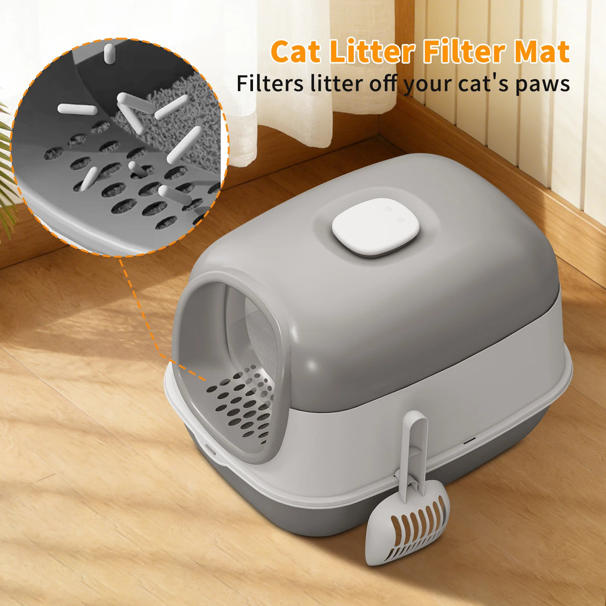 Switchable Open Semi Enclosed Plastic Cat Litter Box