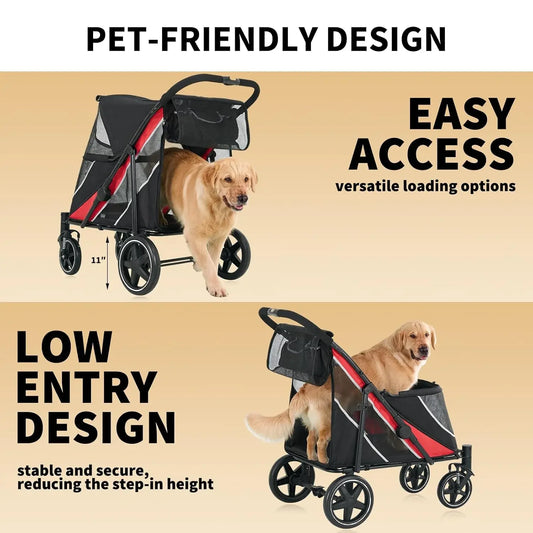 Garvee Heavy Duty Foldable Dog Stroller With Mesh Ventilation
