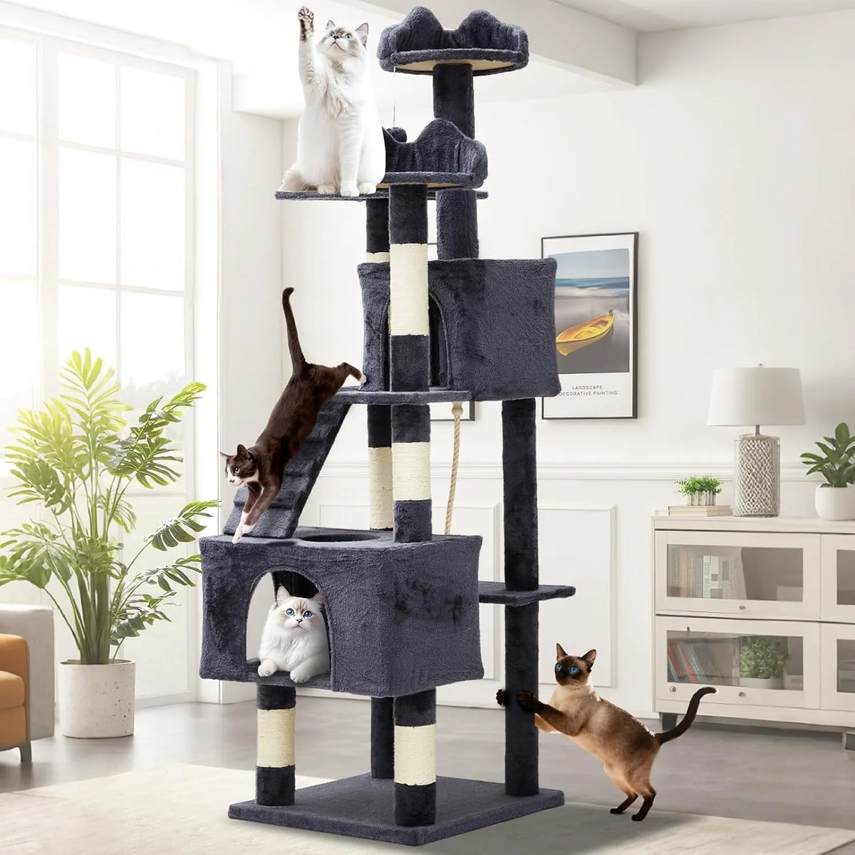 Cat Tree Tower with Sisal Scratching Posts, Condos and Perches