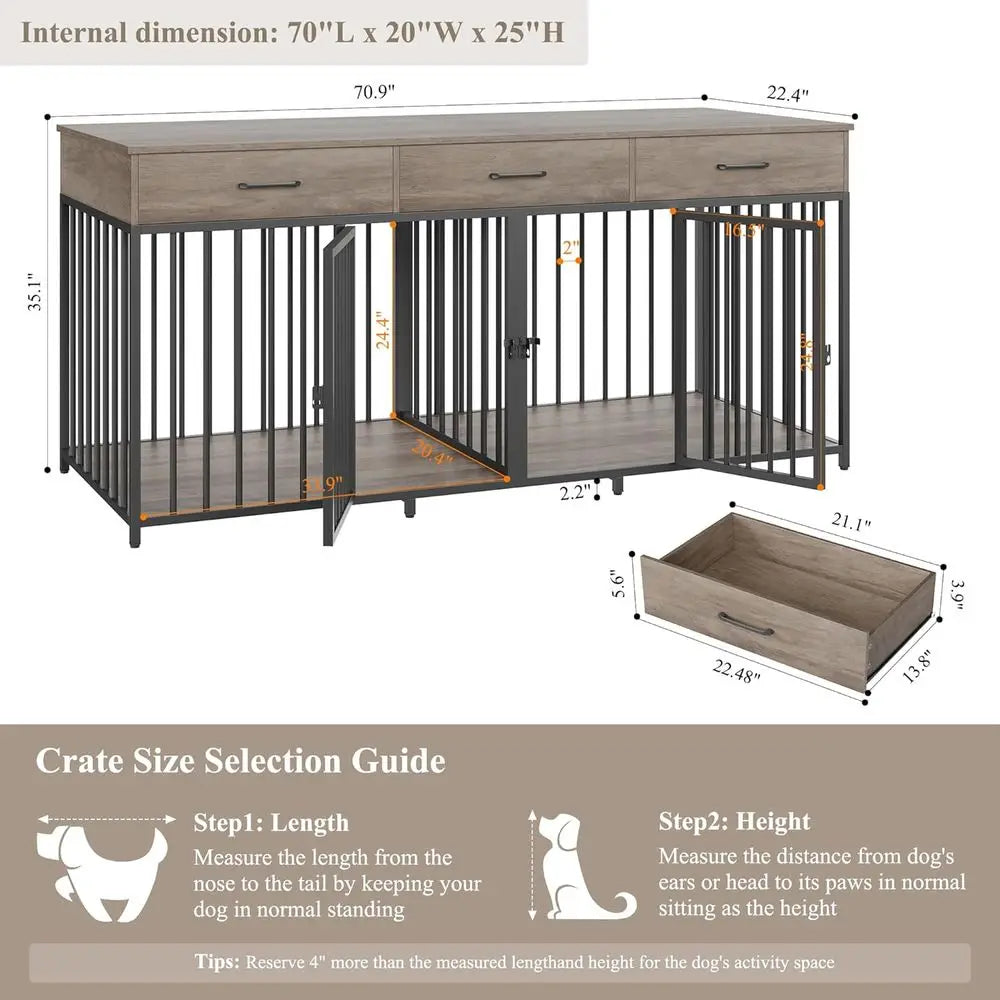 Furniture Style Indoor Double Dog Crate With Tabletop