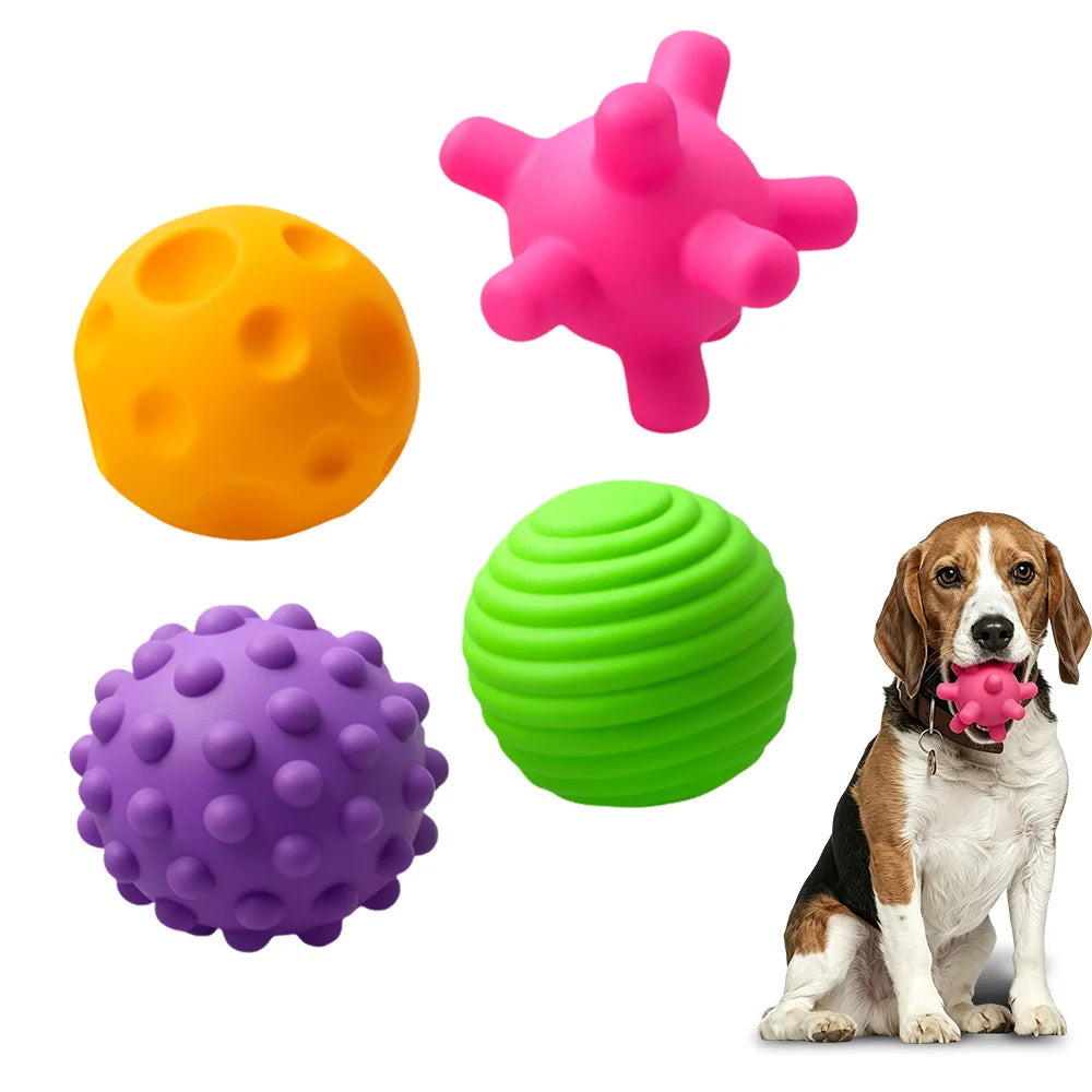 Premium Silicone Interactive Chew Toy Balls For Pets 4 Pack