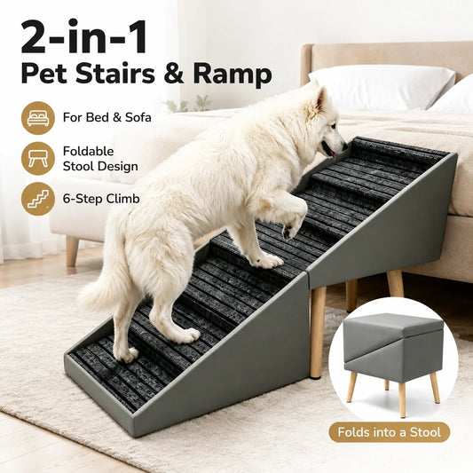 Foldable Wooden Dog Stairs For Bed And Sofa Access Ramp