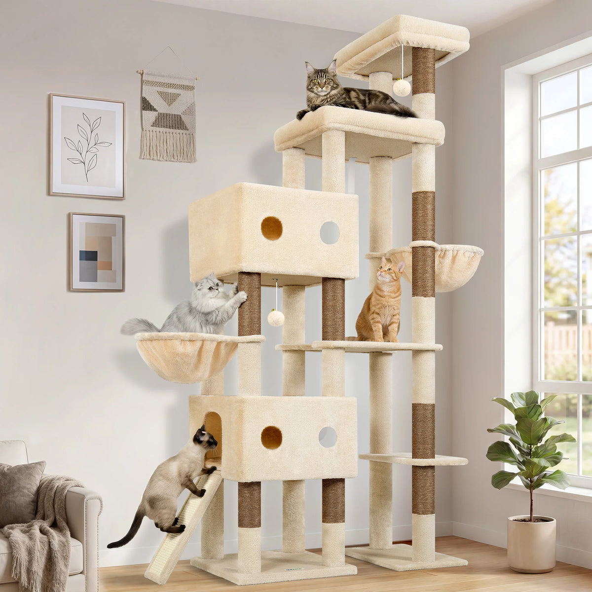 Globlazer Heavy Duty Cat Tree For Large Cats With Hammocks