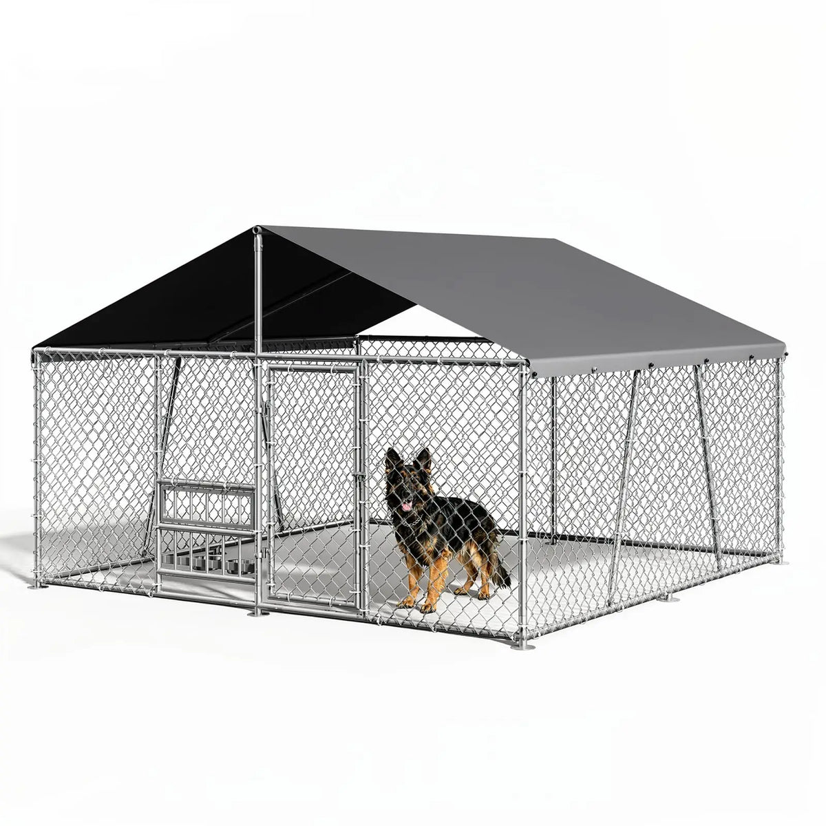 DishyKooker Galvanized Steel Outdoor Dog Kennel With Waterproof Roof