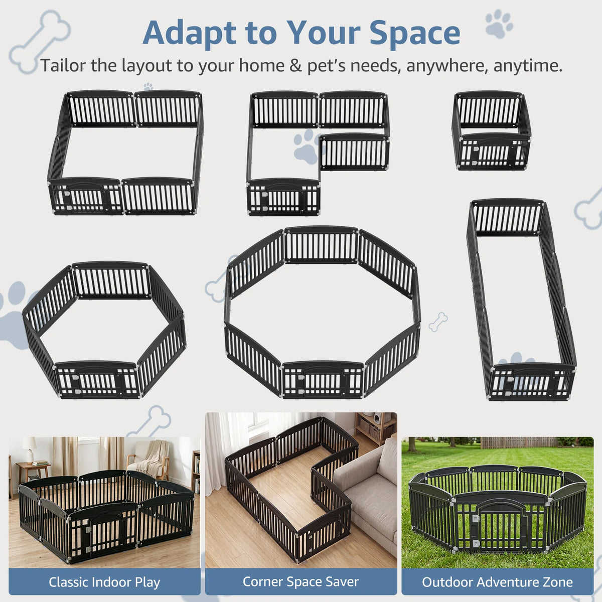 JHK Plastic Dog Playpen Expandable Durable Portable Pet Fence