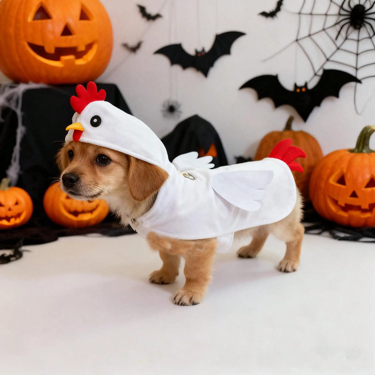 Premium Dog Chicken Costume Halloween Pet Outfit With Bow