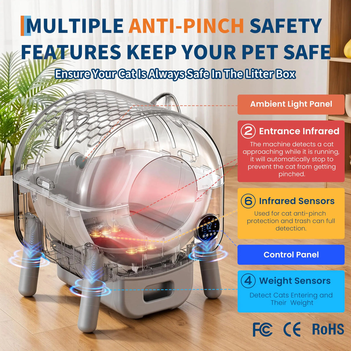 HiMiss Automatic Self Cleaning Cat Litter Box Smart App Controlled
