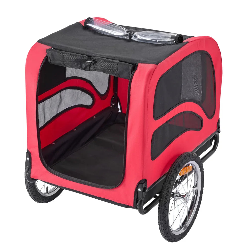 Foldable Dog Bike Trailer With Spacious Ventilated Cabin