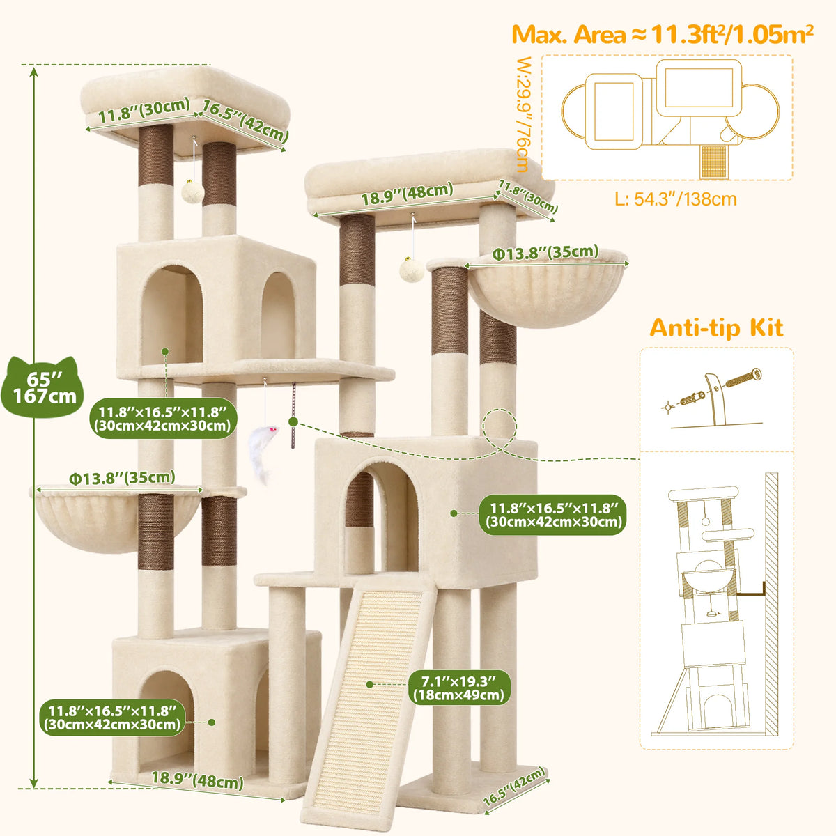 Globlazer Multi Level Cat Scratching Tower With Sisal Posts