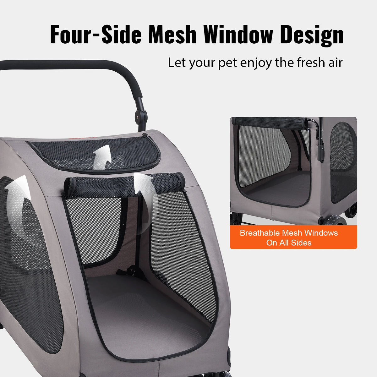 SucceBuy Portable Pet Stroller Carrier With Mesh Windows