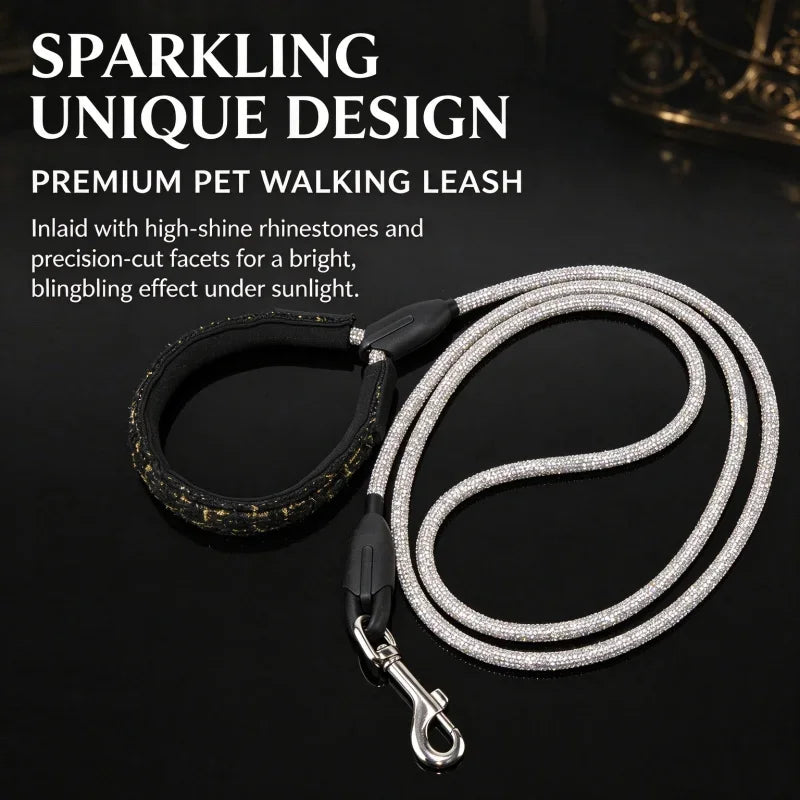 Rhinestone Rope Dog Leash Featuring Padded Handle With Metal Hook