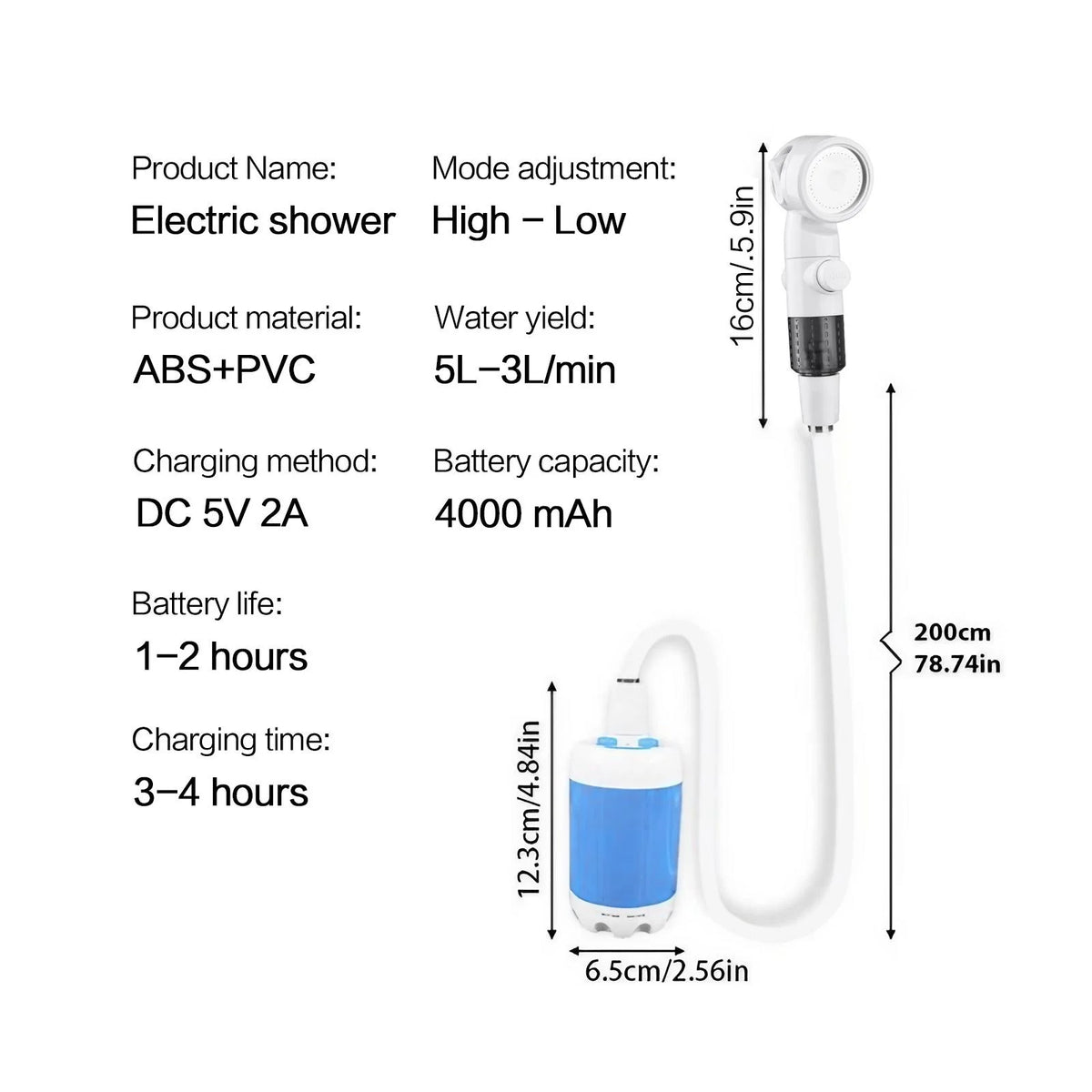 Rechargeable Handheld Shower Sprayer With Compact Pump
