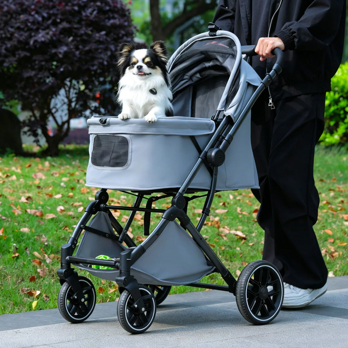 Pawz Road Foldable Pet Stroller With Secure Storage Basket