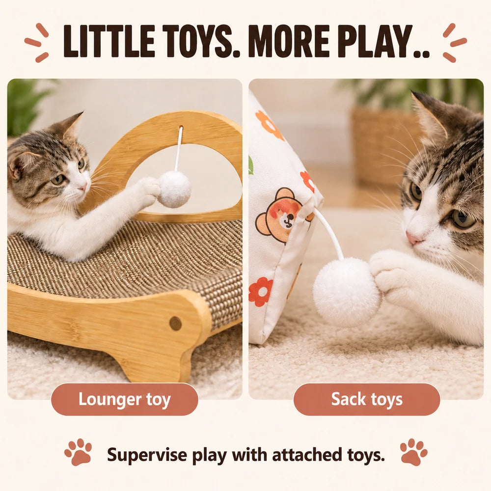 Zoe Cat Scratcher Lounger With Crinkle Tunnel Play Sack
