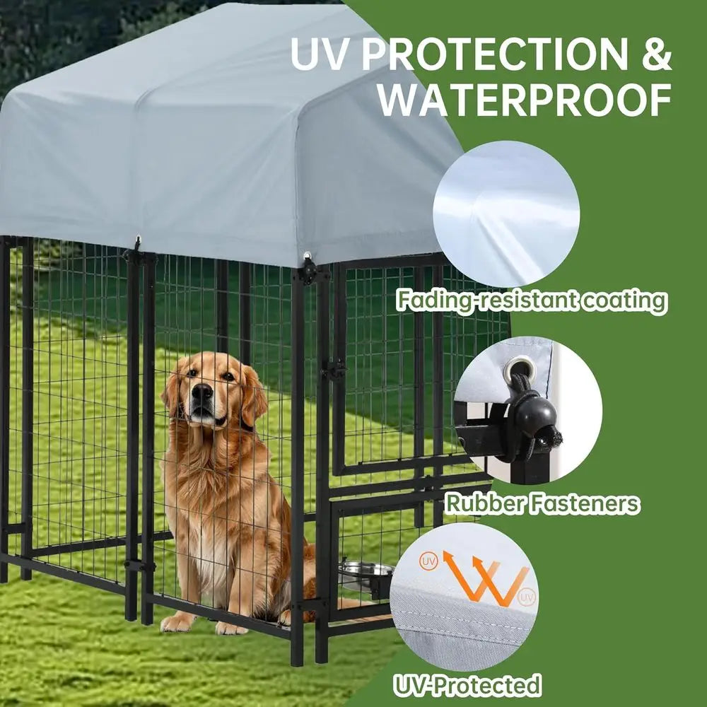 Heavy Duty Outdoor Steel Dog Kennel with Secure Lock