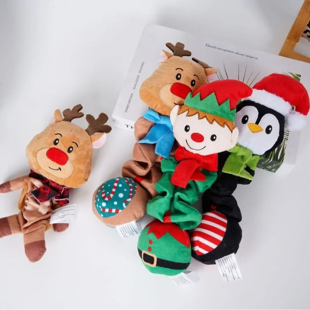 Christmas Elf Penguin Fleece Squeaky Dog Toy For Pets