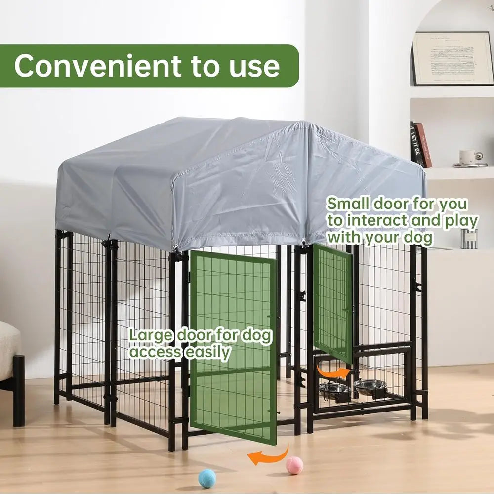 Heavy Duty Outdoor Steel Dog Kennel with Secure Lock