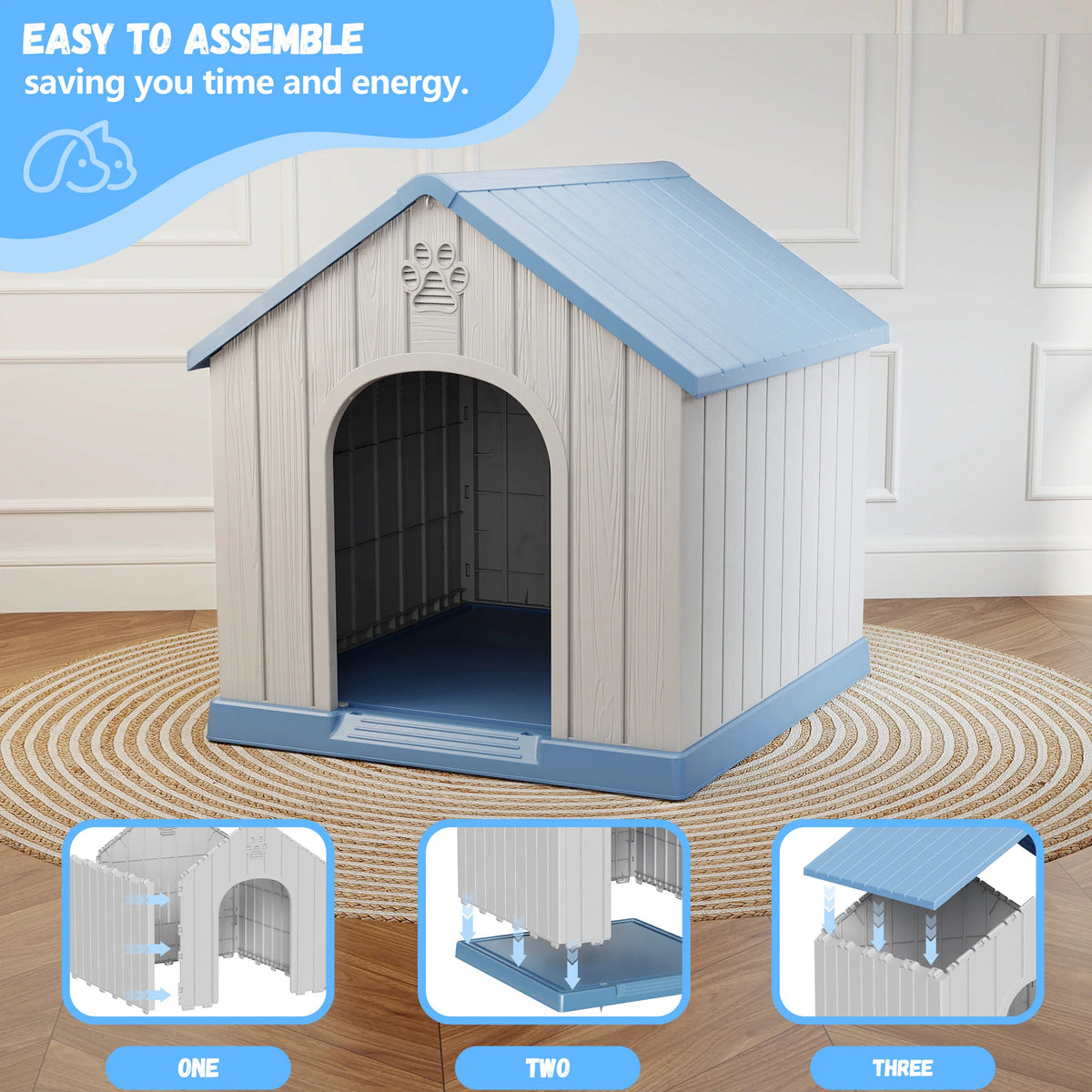 Weatherproof Plastic Dog House For Small Pets Indoor Outdoor