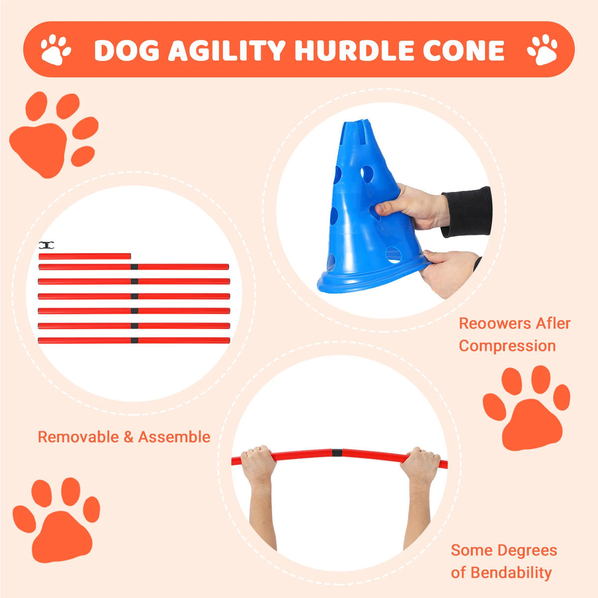 Adjustable Dog Agility Training Cone And Hurdle Set