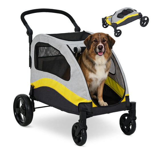 Extra Large Collapsible Dog Stroller with Shock Absorbing Wheels