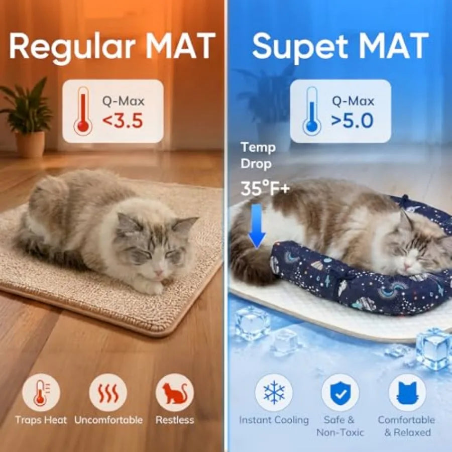 Premium Ice Silk Self Cooling Pet Mat With Memory Foam